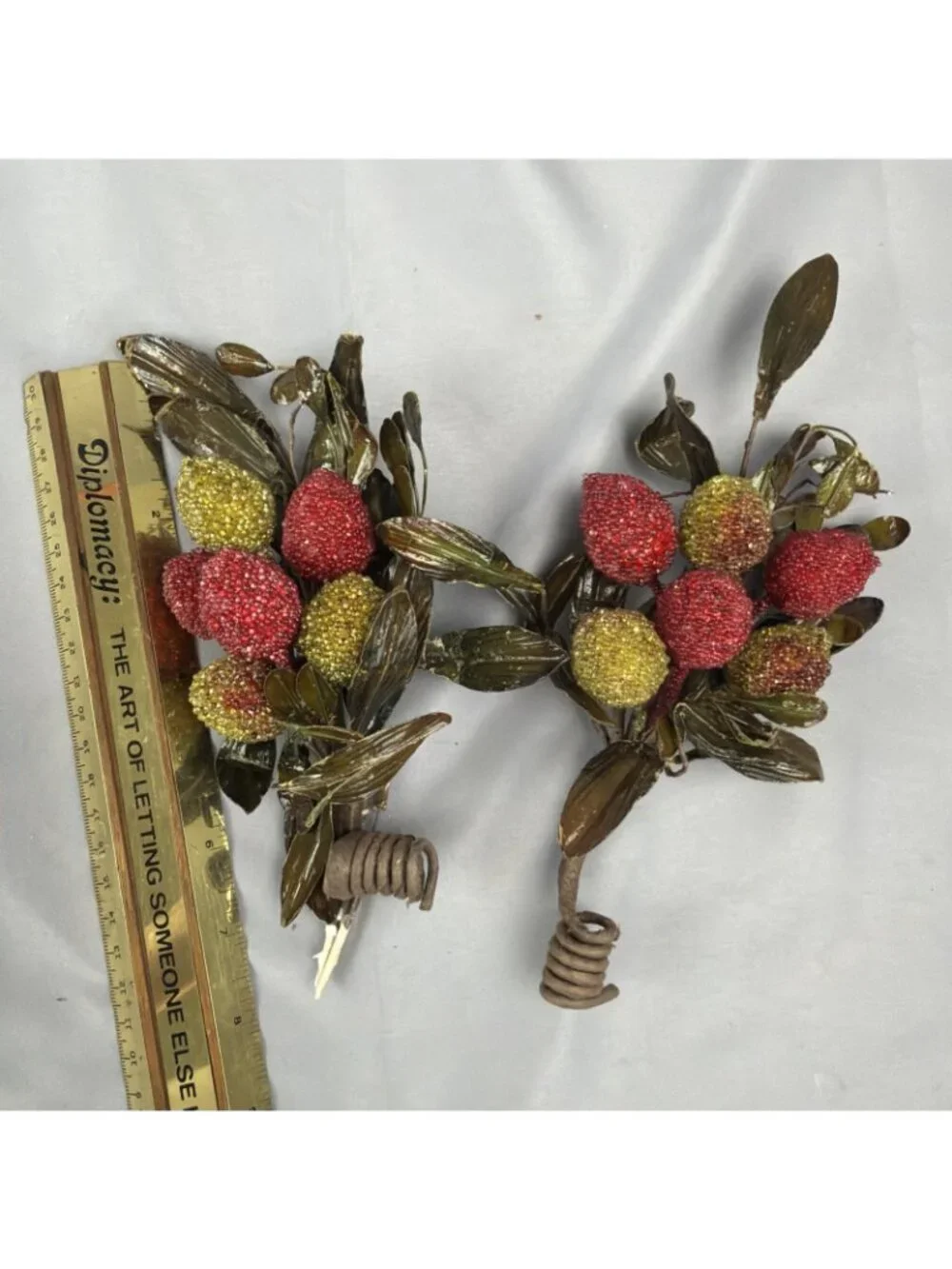 Lot Vintage Christmas Holiday Plastic Floral Wreath Picks Sugar Bead Fruit Berry